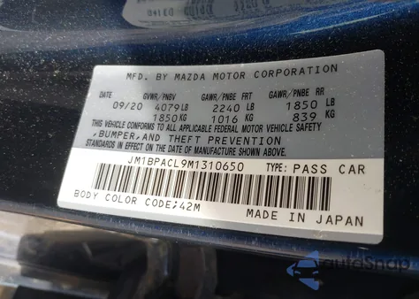 2021 Mazda Mazda3 Preferred from USA, damaged, VIN JM1BPACL9M1310650